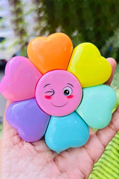 Çiçek Figürlü 6lı Fosforlu Kalem Set
