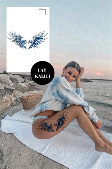 Kanat Figürlü Sonradan Kararan Yarı Kalıcı Geçici Dövme Tattoo