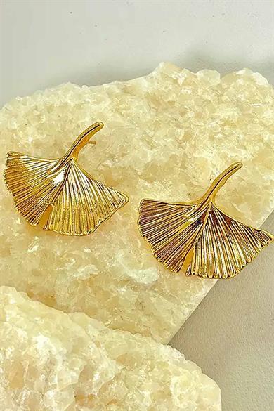 Altın Renk Çiçek Figürlü Küpe (Çift)