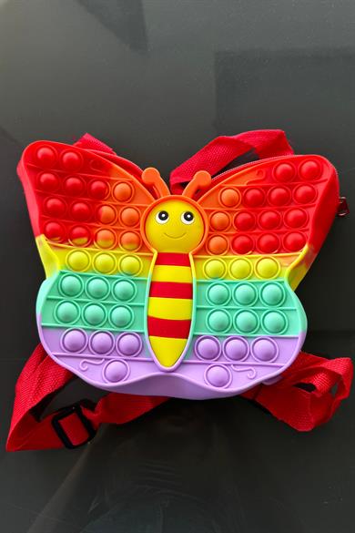 Karışık Renk Kelebek Figürlü Popit Çocuk Sırt Çantası