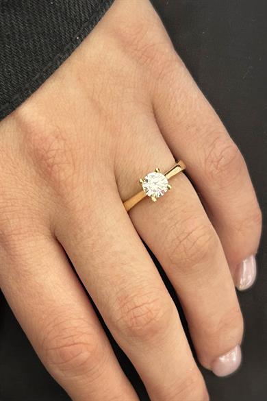 Altın Renk Ayarlanabilir Tektaş Yüzük