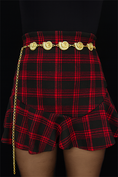 Altın Renk Deniz Kabuğu Figürlü Zincir Kemer