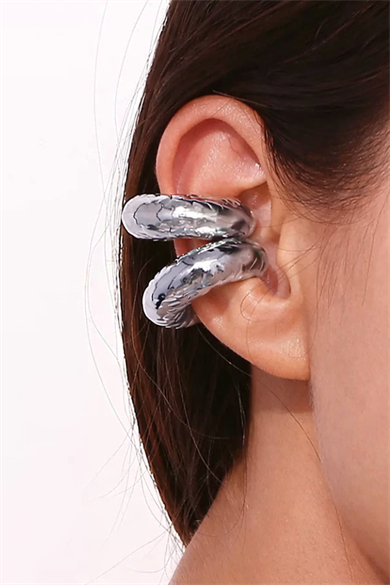 Gümüş Renk Çelik Ear Cuff (Çift)