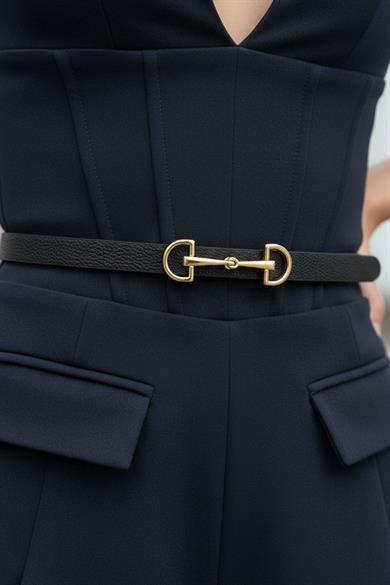 Siyah Renk Kadın Deri Kemer