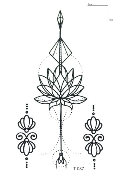 Göğüs Arası Lotus Geçici Dövme Tattoo