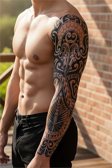 Tribal Figürlü Sonradan Kararan Yarı Kalıcı Geçici Kol Dövme Tattoo
