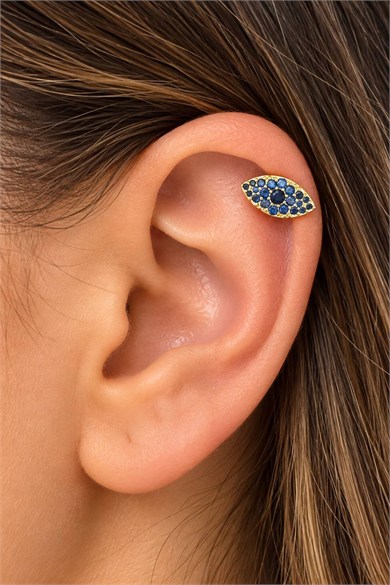 Altın Renk Taşlı Cerrahi Çelik Tragus/Kıkırdak Küpe/Piercing (Tek)