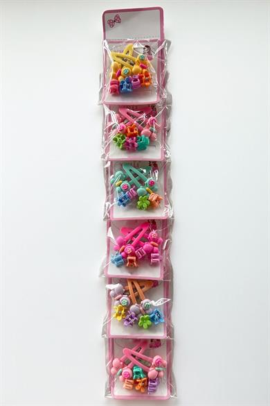 6lı Karışık Renk Karışık Figürlü Yan Toka Ve Mandal Toka Set 