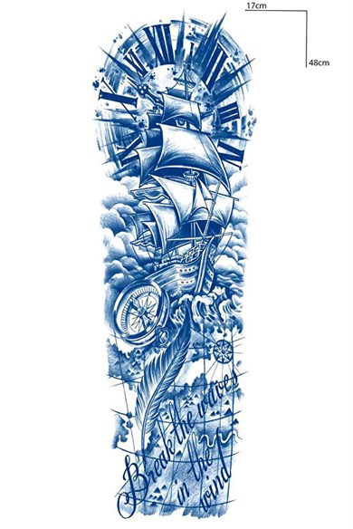 Gemi Kol Sonradan Kararan Yarı Kalıcı Geçici Dövme Tattoo  