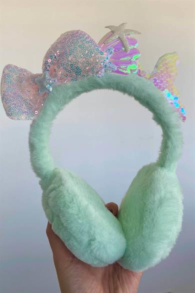 Turkuaz Ve Pembe Renk Karışık Figürlü Peluş Kulaklık