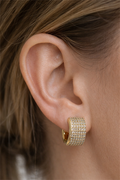 Altın Renk Taş Detaylı Xuping Küpe (Çift)