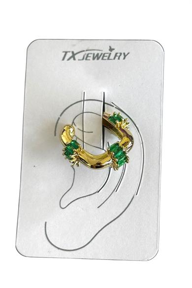 Altın Renk Taş Detaylı 14K Altın Kaplama TX Ear Cuff (Tek)
