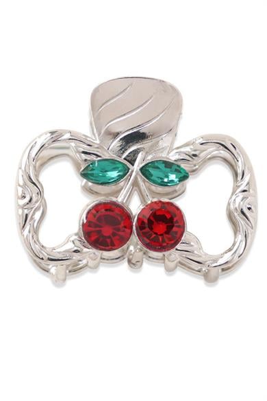 Gümüş Renk Kiraz Figürlü Metal Mini Mandal Toka