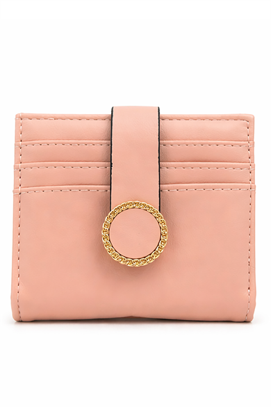 Pembe Renk 2 Bölmeli Deri Kadın Kartlık/Cüzdan