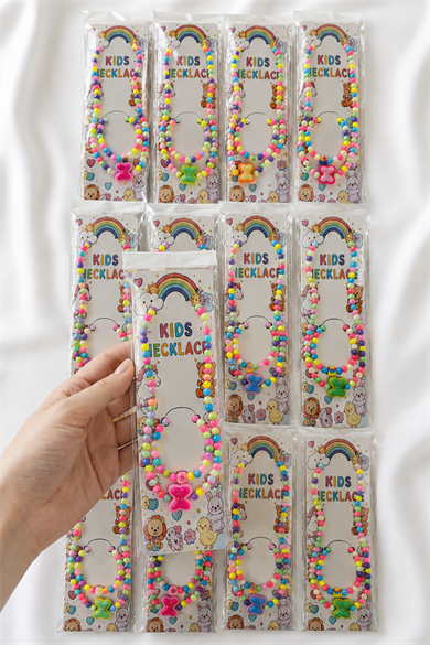 12li Karışık Figürlü Çocuk  Kolye/Bileklik Set