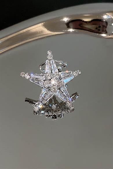 Gümüş Renk Yıldız Figürlü 14K Altın Kaplama TX Ear Cuff (Tek)
