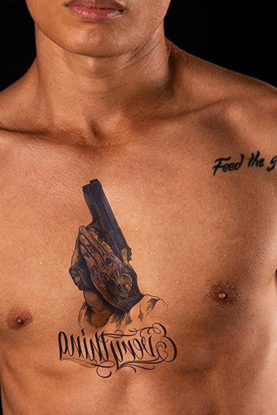 Tabanca Figürlü 12 Saat Sonra Kararan Geçici Dövme Tattoo