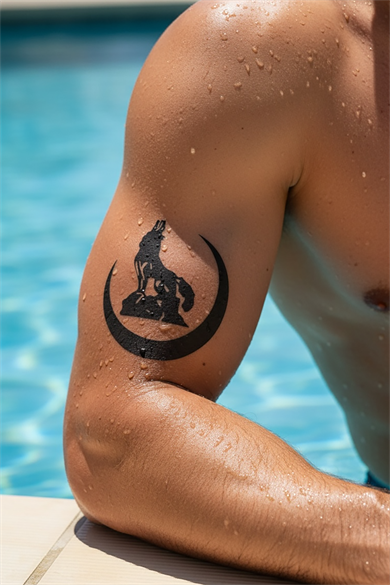 Temporary Crescent and Wolf Tattoo Tattoo