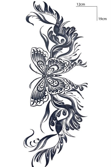 Kelebek Figürlü Sonradan Kararan Yarı Kalıcı Geçici Dövme Tattoo