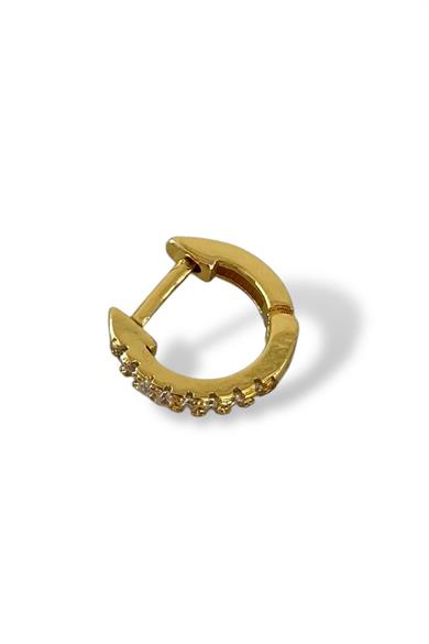 Altın Renk Taş Detaylı Çelik Halka Tragus/Kıkırdak Küpe/Piercing (Tek)