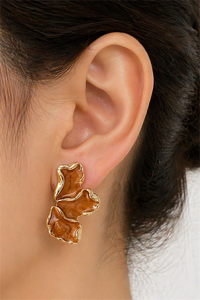 Altın Ve Açık Kahve Renk Küpe (Çift)