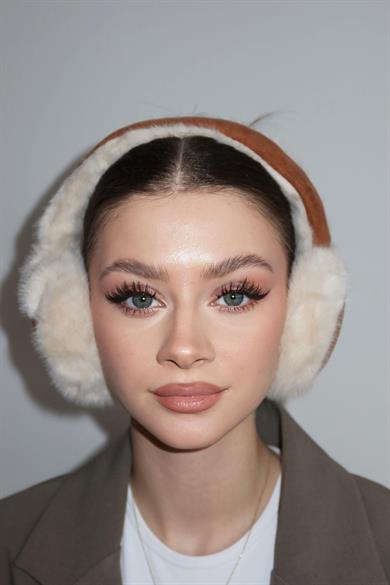 Krem Ve Kahve Renk Peluş Kulaklık