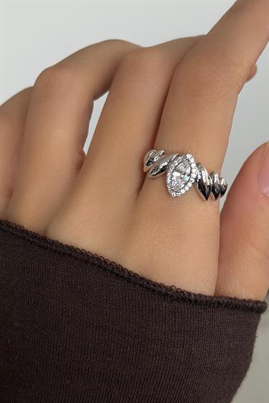 Gümüş Renk Taşlı Xuping Yüzük (9 Numara)