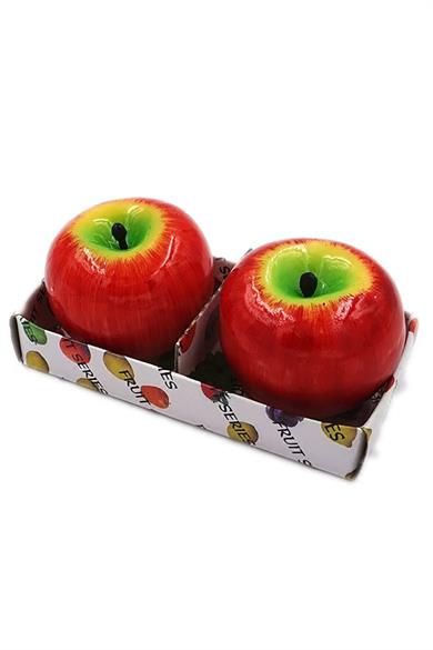 2li Kırmızı Renk Elma Figürlü Dekoratif Mum