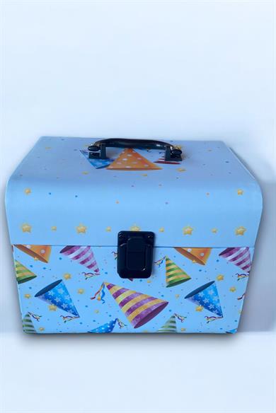 2li Mavi Renk Sandık Figürlü Hediye Kutusu Set