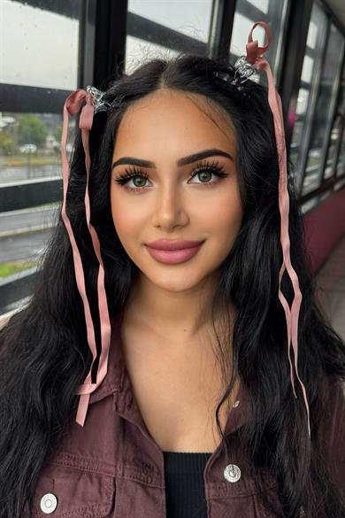 2li Pembe Renk Kurdele Detaylı Mandal Toka Set 