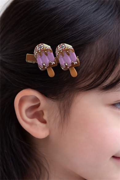 Mor Renk Dondurma Figürlü Yan Toka