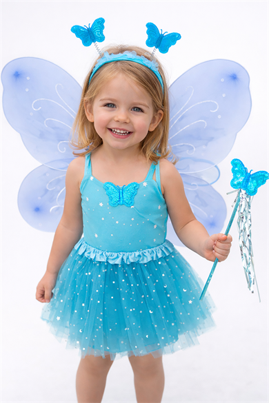 Mavi Renk Kelebek Figürlü Kanat /Asa /Taç /Etek Set