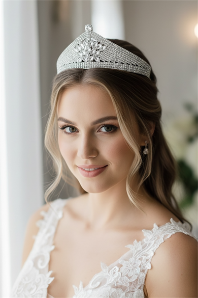 Zirkon Taşlı Gelin/Kına/Nişan/Söz Tasarım Taç