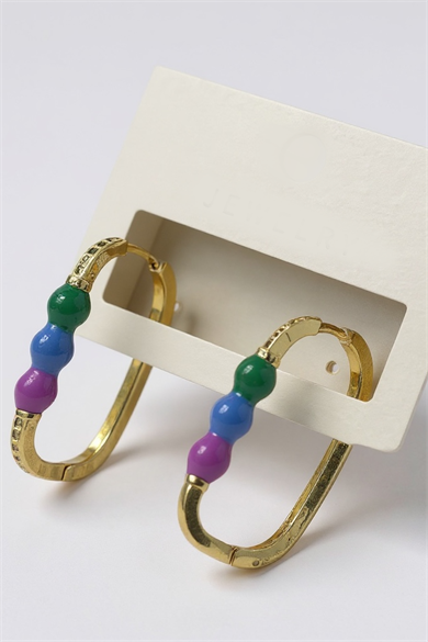 Altın Renk Taş Detaylı Küpe (Çift)