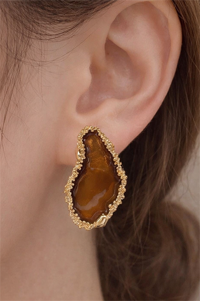 Kahverengi Metal Küpe (Çift)