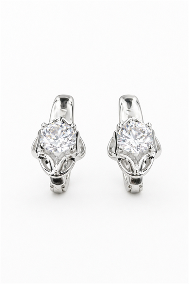 Gümüş Renk Taş Detaylı Xuping Küpe (Çift)