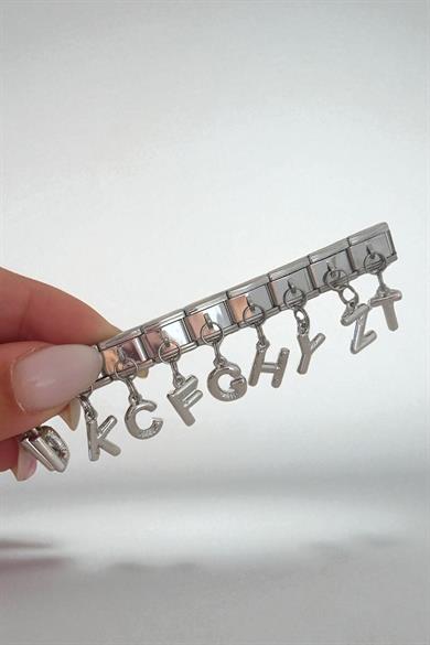 25li Gümüş Renk Harfli Çelik Nomination Charm 