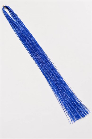 Mavi Renk Simli Yan Postiş Hair Tinsel Shiny Hair (50 Cm)