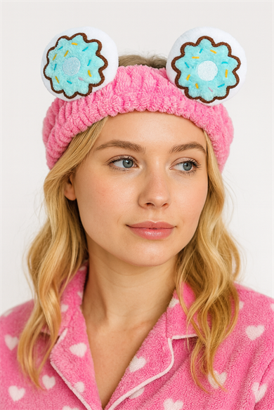 Fuşya Renk Donut Figürlü Peluş Bandı