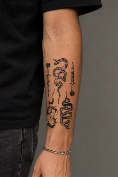 Bıçak Dövme Geçici Tattoo