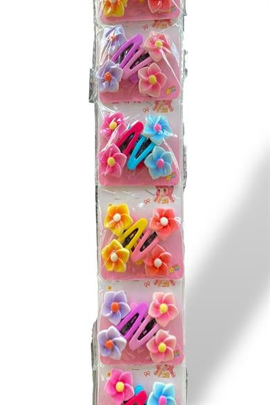 6lı Karışık Renk Papatya Figürlü Yan Toka Set 