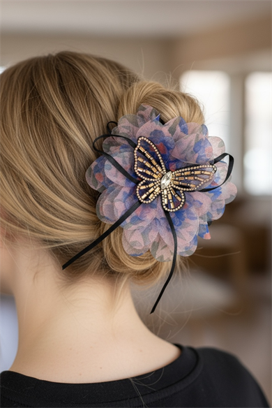 Karışık Renk Kelebek Figürlü Mandal Toka