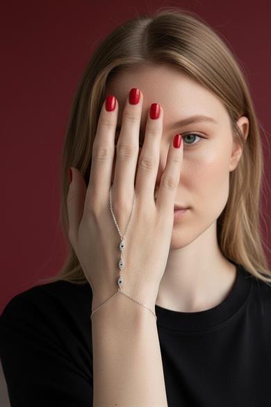 Gümüş Renk Göz Figürlü 14K Altın Kaplama TX Şahmeran