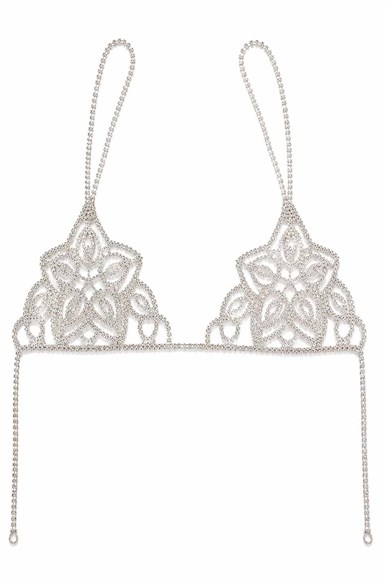 Gümüş Renk Taş Detaylı Bikini Üstü /Bralet /Vücut Aksesuarı