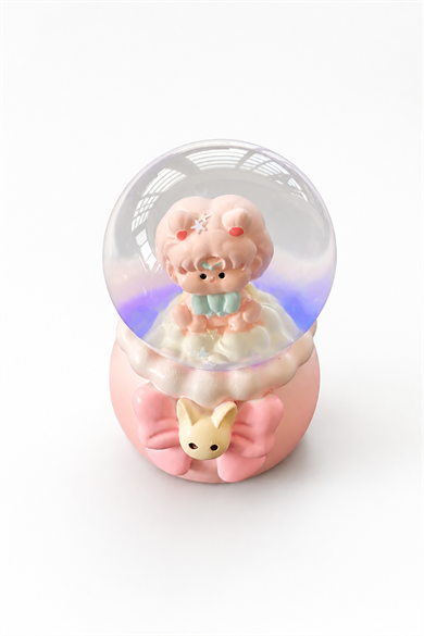 Pembe Renk Kız Figürlü Işıklı Mini Küre