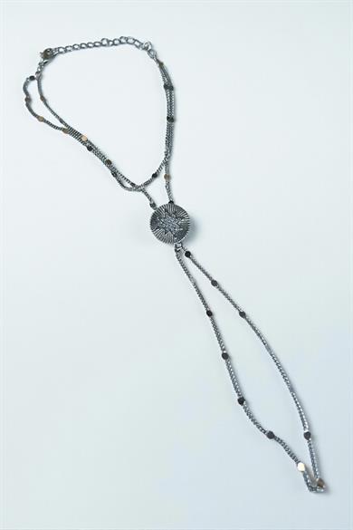 Gümüş Renk Yıldız Figürlü Taş Detaylı Şahmeran