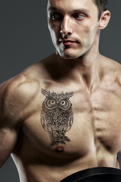 Baykuş Büyük Dövme Geçici Tattoo