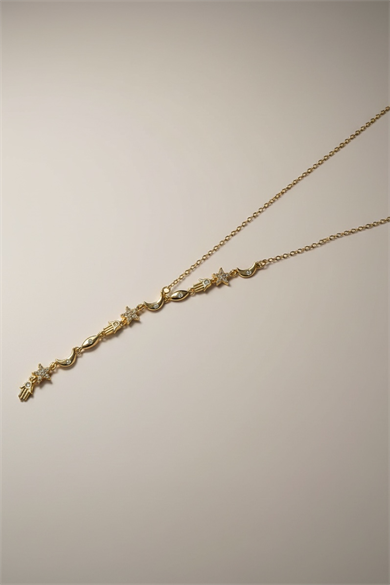 Altın Renk Karışık Figürlü Çelik Y Kolye