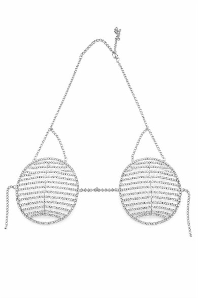 Gümüş Renk Taş Detaylı Bikini Üstü /Bralet /Vücut Aksesuarı