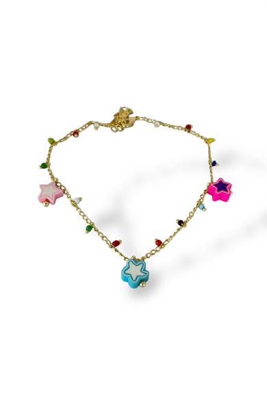 Altın Renk Yıldız Figürlü Boncuk Detaylı YSX Halhal